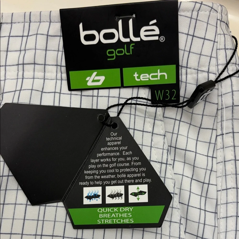 Bolle Golf Men's White and Blue Grid Shorts Size 32 - Picture 4 of 4